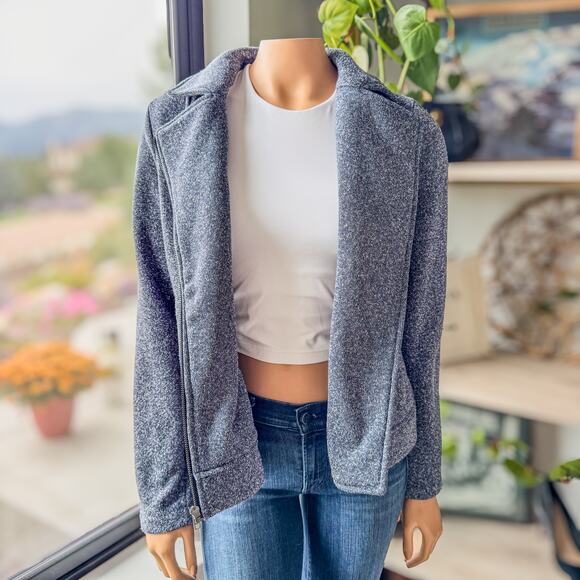 Banana Republic, Women's Medium Asymmetrical Zip Up Sweater Jacket in Stone Blue - Picture 9 of 12